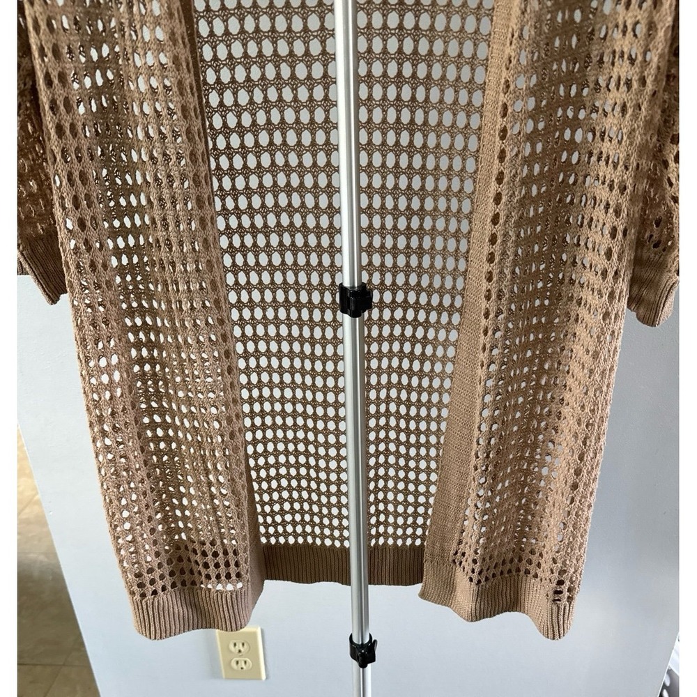 Women's‎ Tan Woven Short Sleeve Cardigan Size Small - Picture 3 of 7
